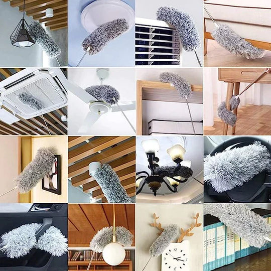 Premium Feather Grey Duster 10 Feet Long & Get 4 FREE Gifts Scratch Wire Dishwash cloths (Imported Quality)