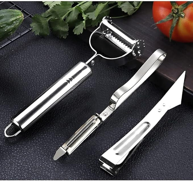 Stainless Steel Julienne Peeler (Pack of 3) Fruit & Vegetable Peeler