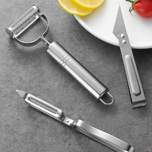3 in 1 Fruit and Vegetable Peeler (Pack of 3) with FREE Gift Pack of 4 Dishwash Wire Cloths