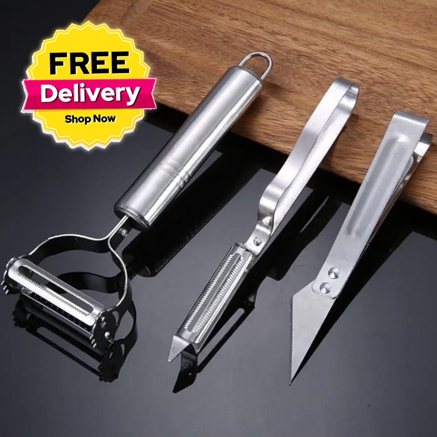 Stainless Steel Julienne Peeler (Pack of 3) Fruit & Vegetable Peeler