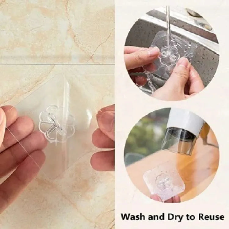 Pack of 10- Magic Hook Without Nails Transparent Strong Sticky Heavy Magic Wall Hook Reusable Adhesive Hooks Suction Cup Hook Hanger Strong Vacuum Holder For Wall Door Bathroom Kit