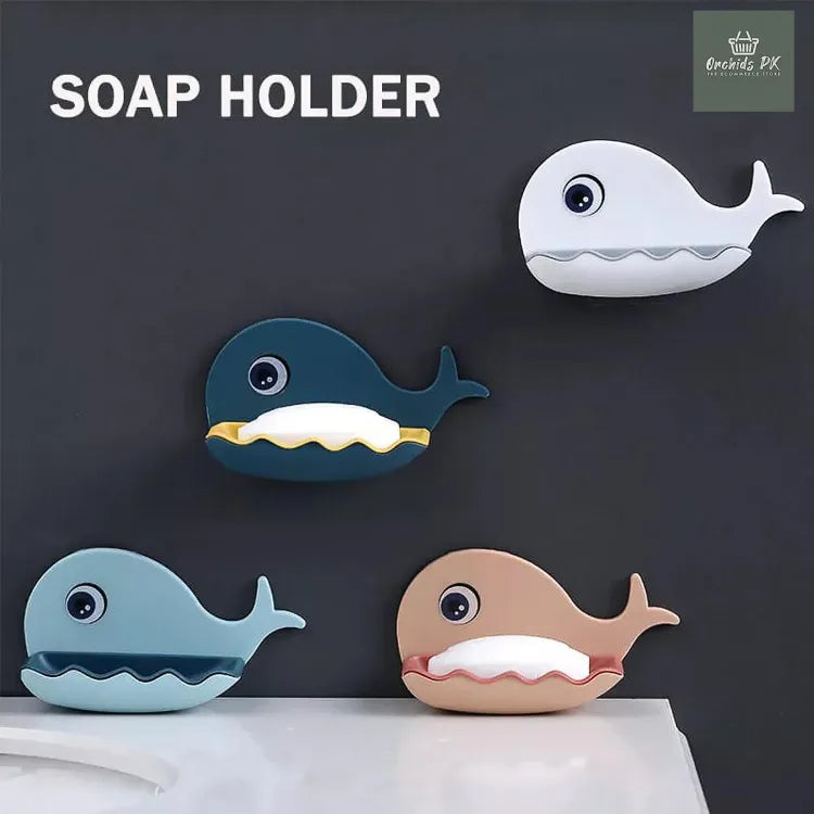 [HIGH-QUALITY] Fish Shape Cute Soap Plastic Dish Adhesive Waterproof Wall Mounted Bar Soap Dish Holder Organizer Rack Hanging Bathroom Soap Tray | 1 PCs (Random Color) - Orchids Store PK