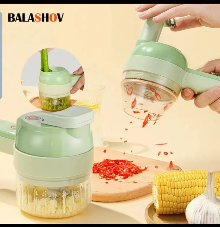 4 in 1 Handheld Electric Vegetable Cutter Set,Wireless Food Processor Electric Food Chopper Spiral Slicer Multifunctional