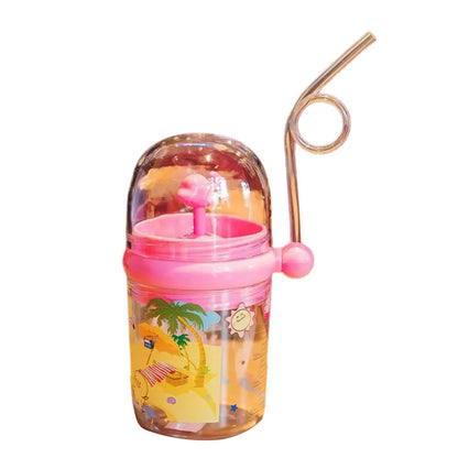 250ml Straw Bottle with Lanyard Cute Design Portable Whale Sprays Water Kids Bottle for Outdoor