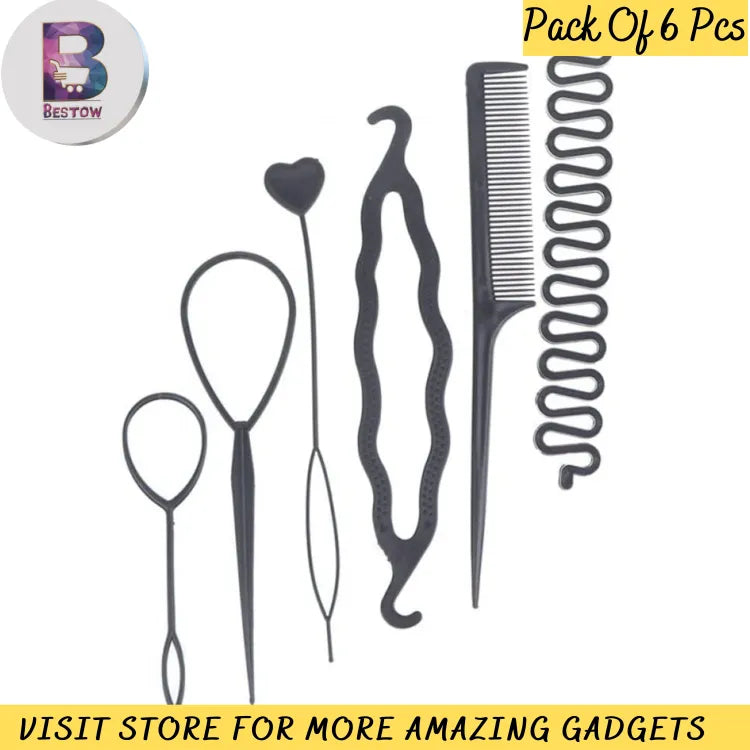 6 Pcs/set Donut Bun Maker DIY Women Hair Accessories Braid Styling Hairpins Barrettes Twist Hair Clips Hairstyle Braiding Tools Hairstyle Braiding Tools Pull-Through Hair Needle Hairpins Hair Dispenser Disk Braid Styling Hair Clips 6pcs/Set