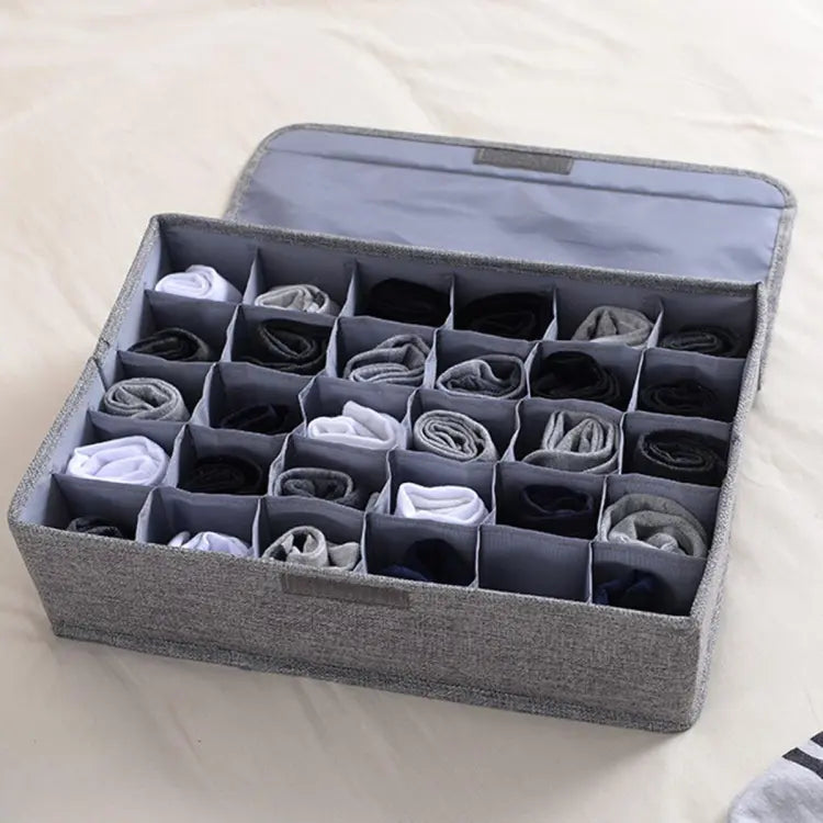 Socks Drawer Organizer Divider, 24 Cells Box Foldable Socks Organizer Closet Organizer Organizer Underwear Storage Boxes to Hold Socks