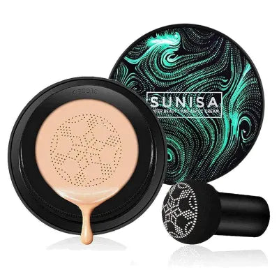 Sunisa Foundation 3 in 1 Base Water proof Mushroom Head Air Cushion BB CC Cream Moisturizing Liquid Foundation with Sponge