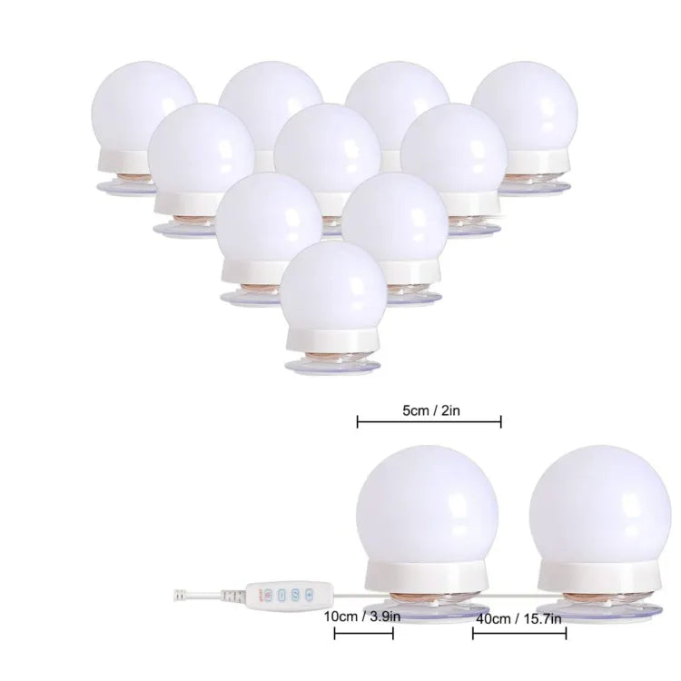 badgeSHERICE Vanity Light LED Bulbs for Makeup Mirror Stand | 10 Bulbs with 3 Light Modes