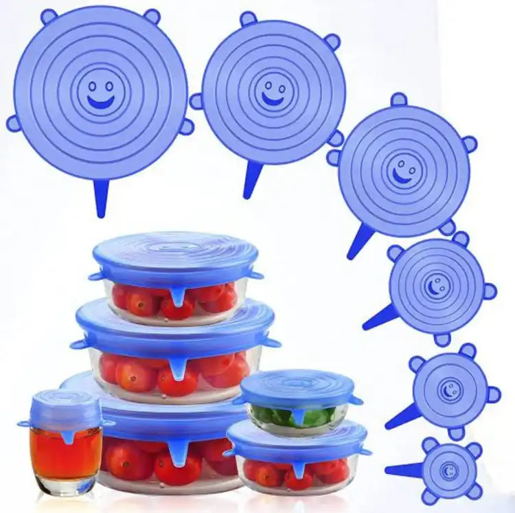 6pcs Set Silicone Stretch Lids Covers Expandable Kitchen Food Storage Dispensers Seal Food Storage