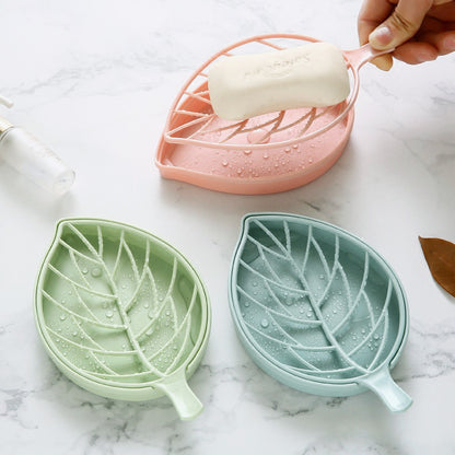 3 Colors Leaf Shape Soap Holder Non Slip Soap Box Toilet Shower Tray Draining Rack Bathroom Gadgets Soap Dish Soap Tray Holde