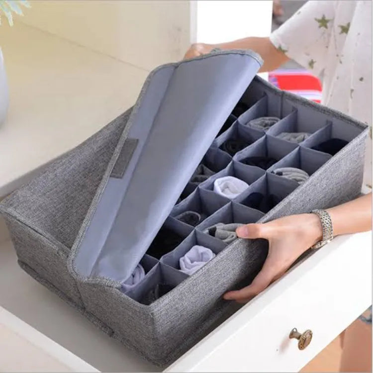 Socks Drawer Organizer Divider, 24 Cells Box Foldable Socks Organizer Closet Organizer Organizer Underwear Storage Boxes to Hold Socks