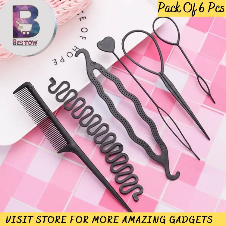 6 Pcs/set Donut Bun Maker DIY Women Hair Accessories Braid Styling Hairpins Barrettes Twist Hair Clips Hairstyle Braiding Tools Hairstyle Braiding Tools Pull-Through Hair Needle Hairpins Hair Dispenser Disk Braid Styling Hair Clips 6pcs/Set