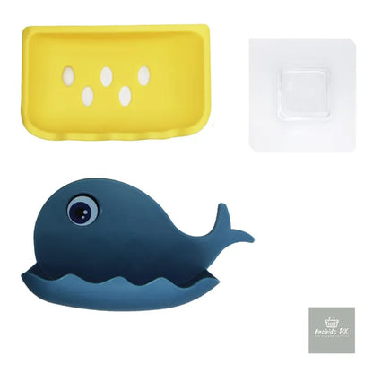 [HIGH-QUALITY] Fish Shape Cute Soap Plastic Dish Adhesive Waterproof Wall Mounted Bar Soap Dish Holder Organizer Rack Hanging Bathroom Soap Tray | 1 PCs (Random Color) - Orchids Store PK