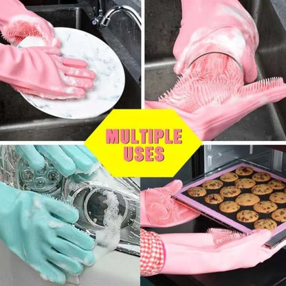 Silicon gloves For kitchen - Slicon Gloves Dish Washing - Silicon Gloves For Cooking - Silicon Gloves Pair - Silicon Gloves for Baking - Silicon Gloves for Oven - Silicon Gloves for Dish Washing