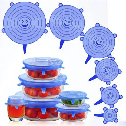 6pcs Set Silicone Stretch Lids Covers Expandable Kitchen Food Storage Dispensers Seal Food Storage