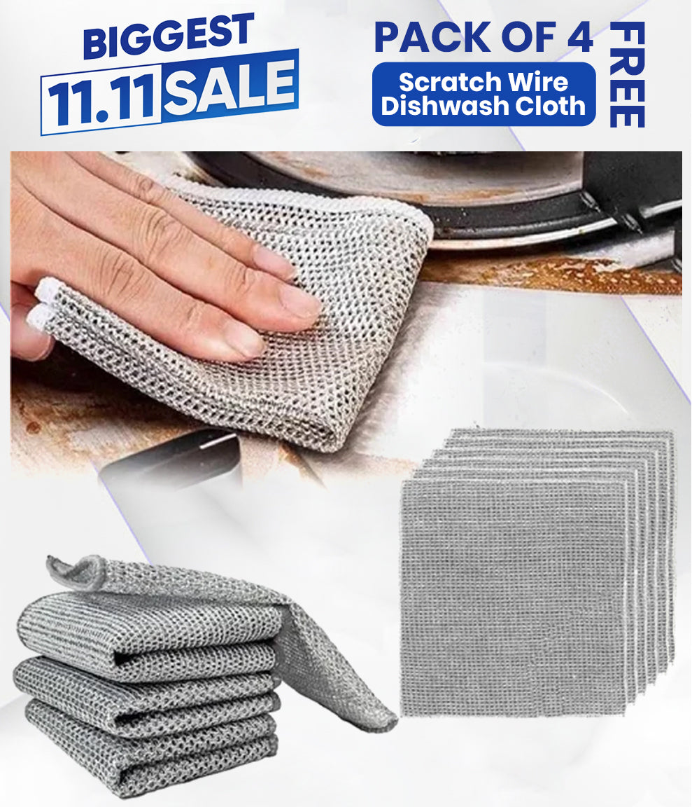 Premium Feather Grey Duster 10 Feet Long & Get 4 FREE Gifts Scratch Wire Dishwash cloths (Imported Quality)