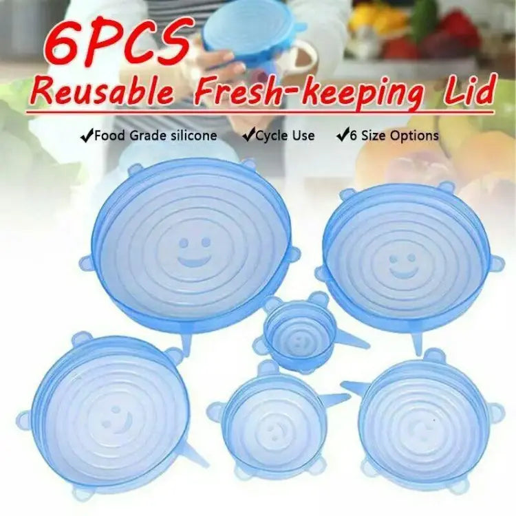 6pcs Set Silicone Stretch Lids Covers Expandable Kitchen Food Storage Dispensers Seal Food Storage