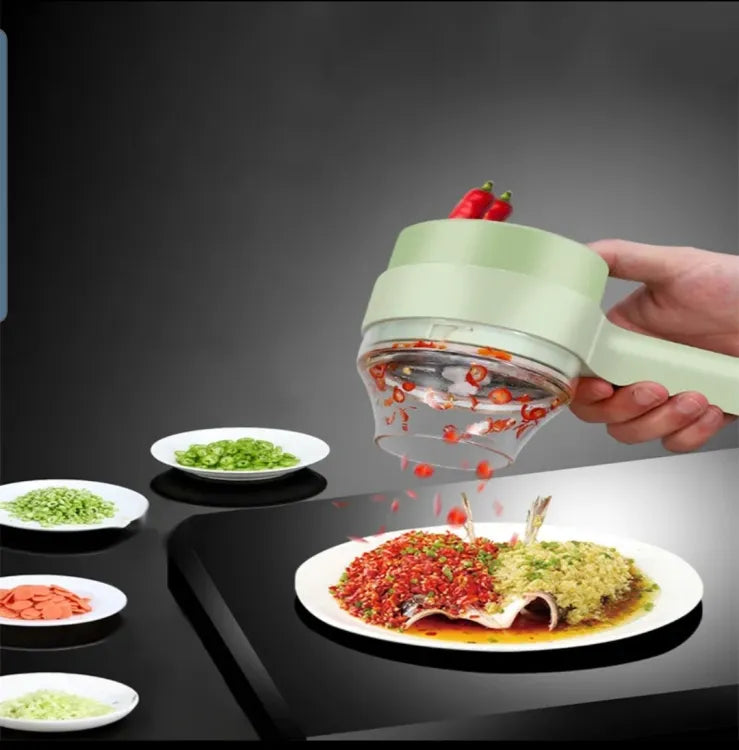 4 in 1 Handheld Electric Vegetable Cutter Set,Wireless Food Processor Electric Food Chopper Spiral Slicer Multifunctional