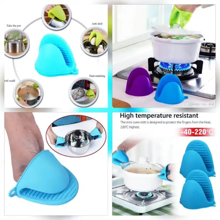 2 Pcs Silicone Gloves Mitts Potholder Kitchen BBQ Gloves Tray Pot Dish Bowl Holder Oven Handschoen Hand Clip